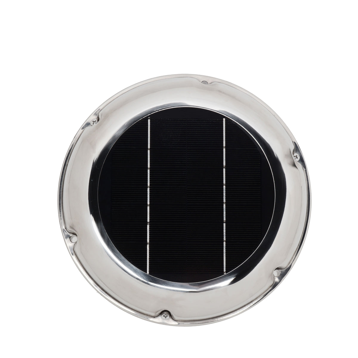 WATTSTUNDE® AERO solar fan with battery, round, chrome