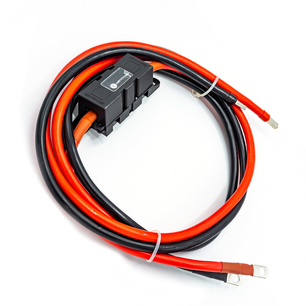 WATTSTUNDE® Fuse Cable (with Fuse Holder) 2x25 mm² M8/Wire End Ferrule 2 m Red/Black