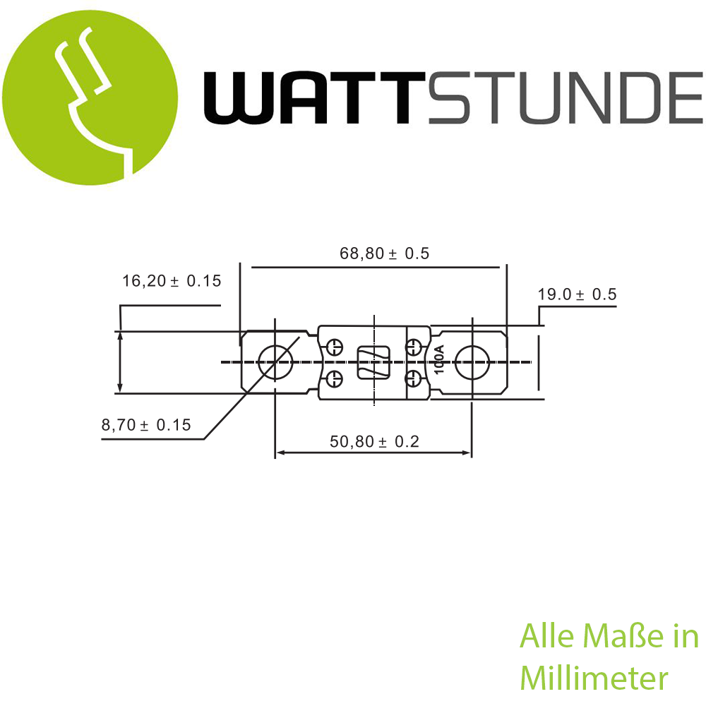WATTSTUNDE® ANM Hochlast-Streifen-Sicherung 2x80 A